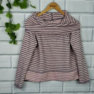 Free People Pink and Gray Striped Sweatshirt